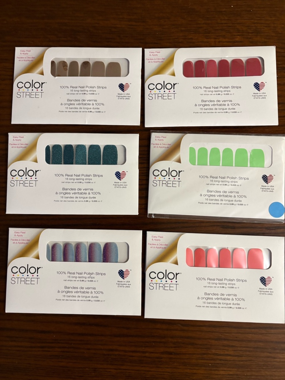 Color Street Nail Strips Bundle - Red, Pink, Green, Teal, Purple, Coral